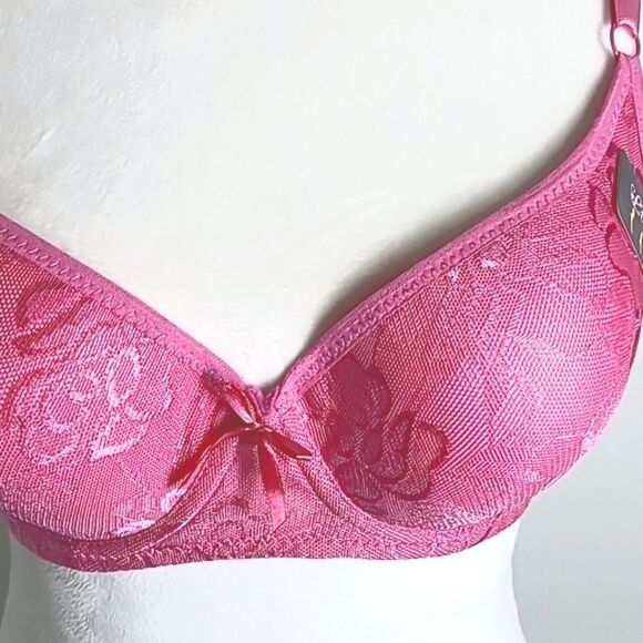 Lukasi Lace Demi Bra, Lightly Padded, Full Coverage, Pink, Size 36C, NWT - Picture 2 of 11